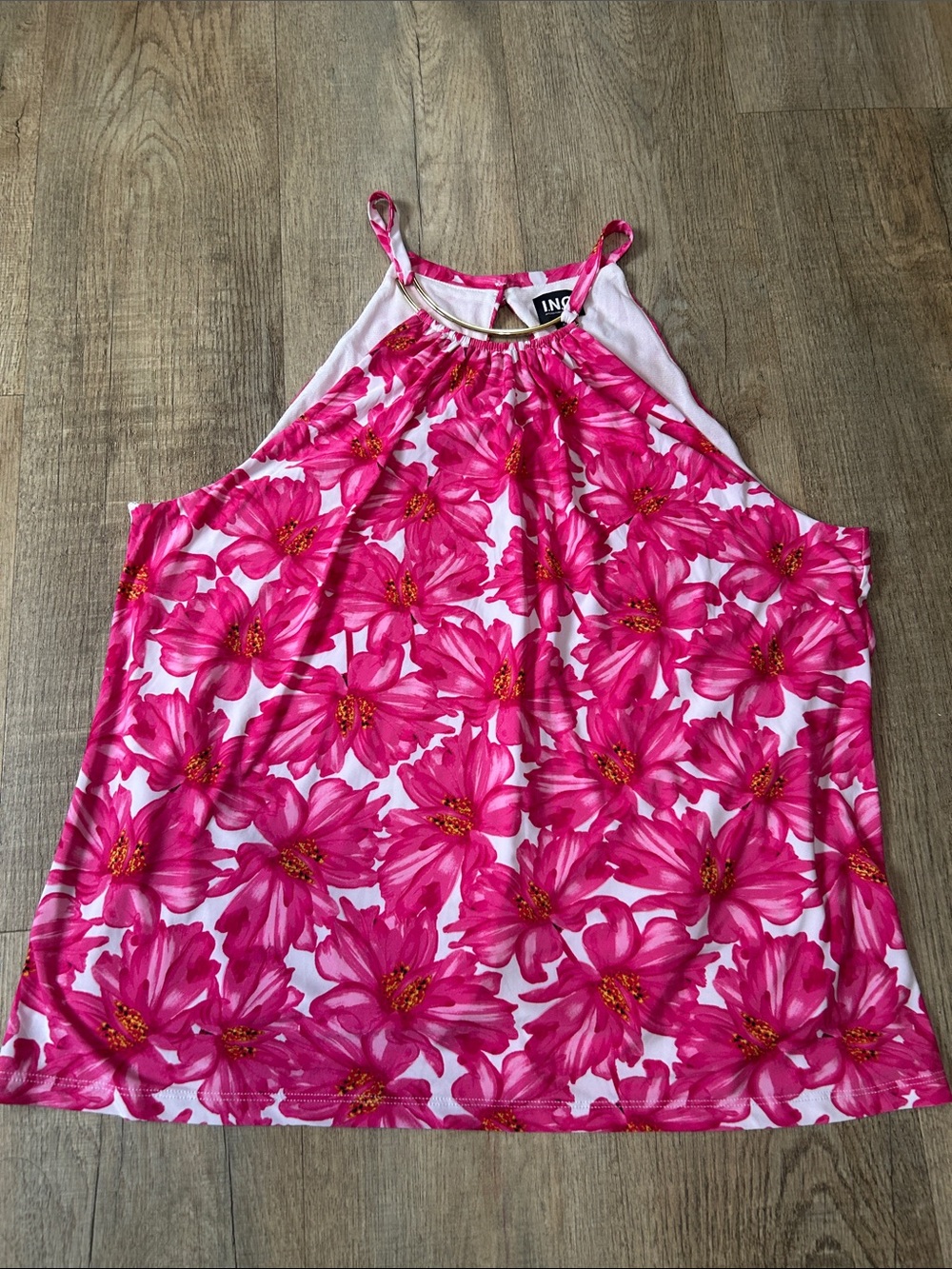 INC International Concepts Hot Pink Floral Halter Tank